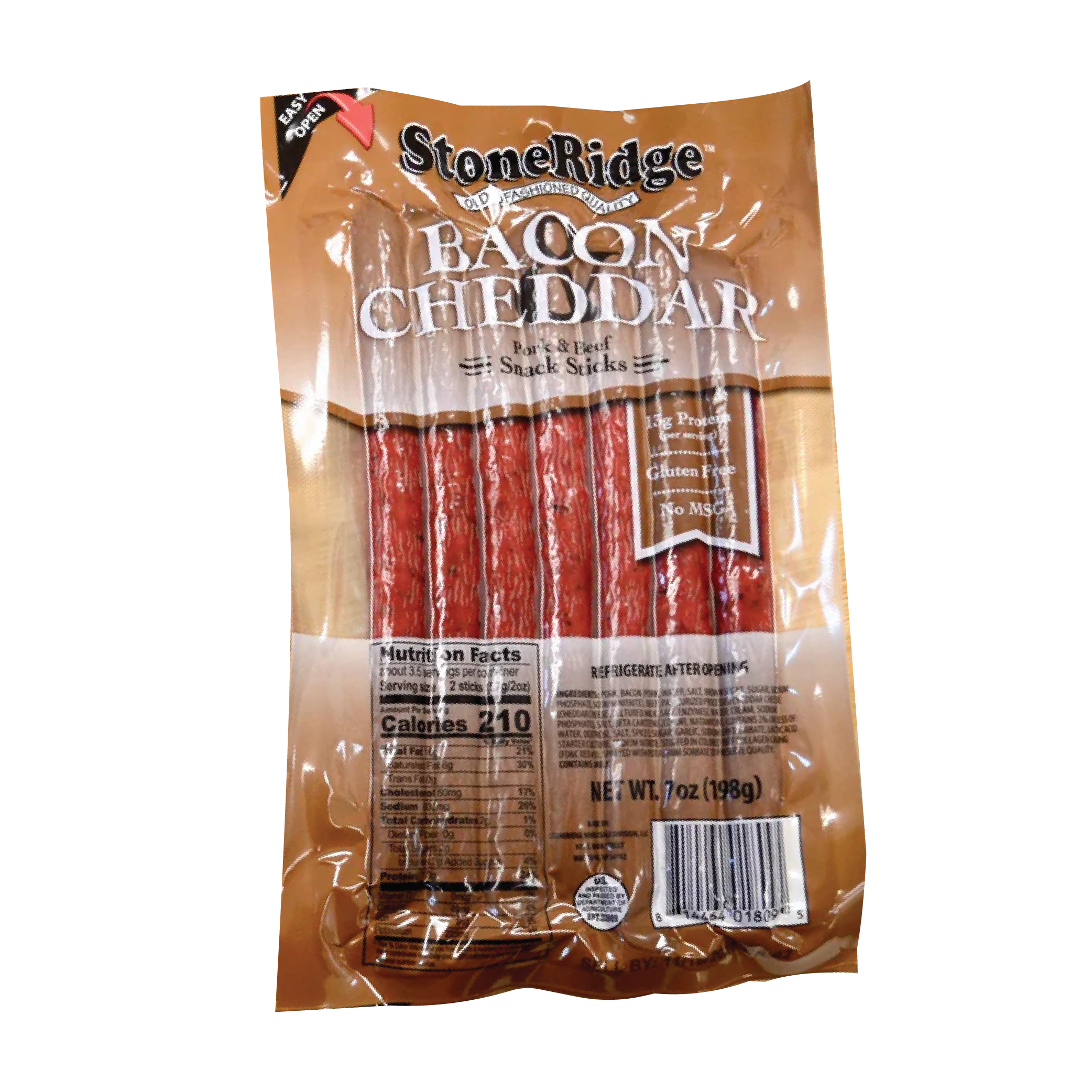 Stoneridge 7oz Bacon Cheddar Pork & Beef Snack Sticks